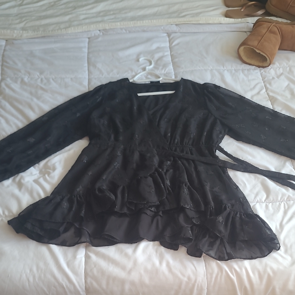 Torrid Black Sheer Blouse